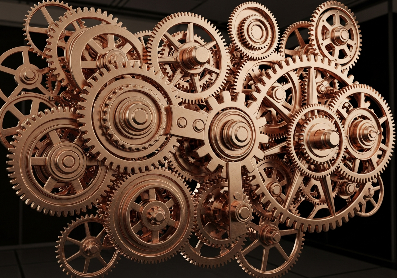 Engrenages en cuivre symbolisant la coordination opérationnelle